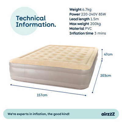 airzzZ SlumberPlus Double Air Bed Beige with Built In Electric Pump