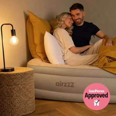 airzzZ SlumberPlus Double Air Bed Beige with Built In Electric Pump