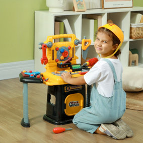 AIYAPLAY 102-Piece Play Tools Toy with Electric Drill, Storage, Yellow