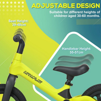 AIYAPLAY Bici Senza Pedali Per Bambini 1-3 Anni - Lega Alluminio - Sedile Regolabile - Verde