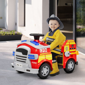 AIYAPLAY 12V Ride on Fire Truck w/ Siren Flashing Lights