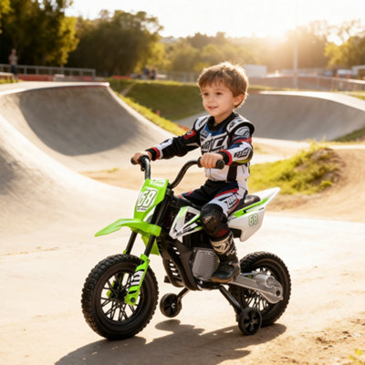 AIYAPLAY 12V Ride On Motorbike with Removable Training Wheels, Green