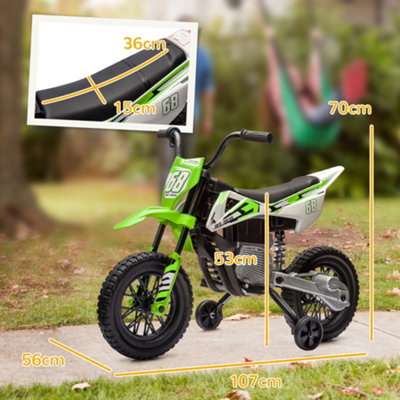AIYAPLAY 12V Ride On Motorbike with Removable Training Wheels, Green