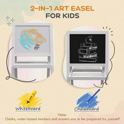 AIYAPLAY 2-in-1 Double-Sided Easel for Kids, with Storage Shelf- Blue