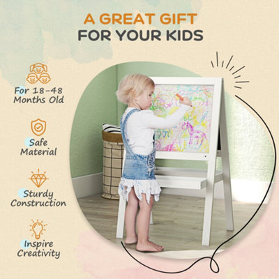 AIYAPLAY 2-in-1 Double-Sided Easel for Kids, with Storage Shelf- Blue