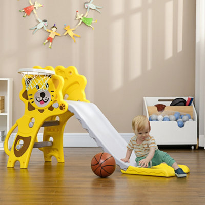 AIYAPLAY 2 in 1 Kids Slide for Indoor Use with Basketball Hoop for 18-36 Months