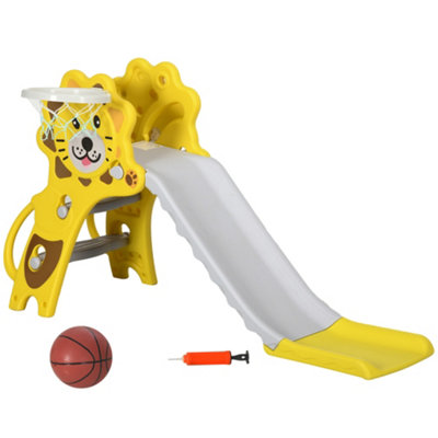 AIYAPLAY 2 in 1 Kids Slide for Indoor Use with Basketball Hoop for 18-36 Months