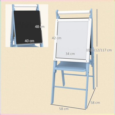 AIYAPLAY 3 in 1 Easel for Kids, with Paper Roll, Adjustable Height - Blue
