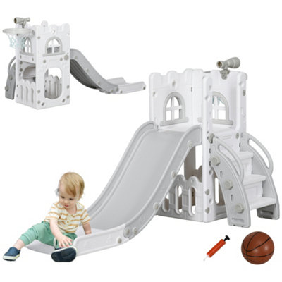 AIYAPLAY 5 in 1 Kids Slide for Indoor Use, for Toddlers 1-3 Years, Grey