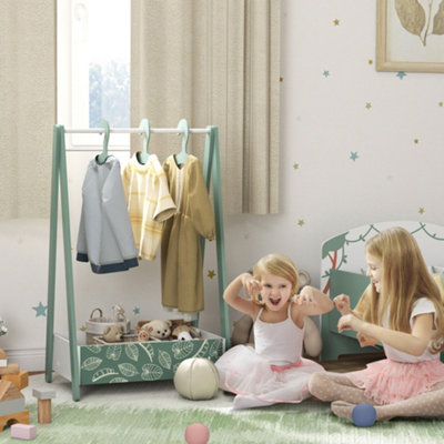 AIYAPLAY Baby Clothing Rack with Hangers, Shelf, Kids Clothes Rail, Green