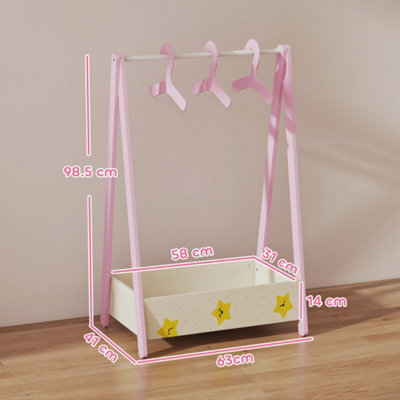 AIYAPLAY Baby Clothing Rack with Hangers, Shelf, Kids Clothes Rail, Pink