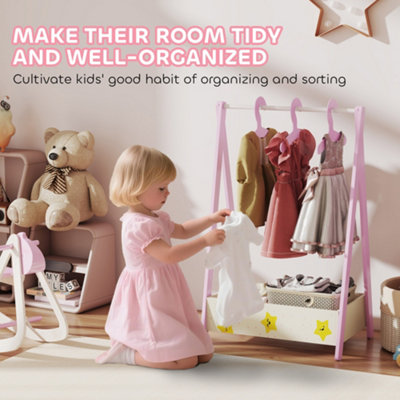 Pink Baby Girl Clothes Rail Closet Clothes Hanger For Kids F1