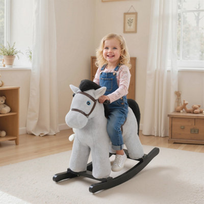 AIYAPLAY Baby Rocking Horse, Toddler Animal Rocker for Kids Aged 2-5, Grey