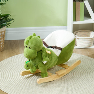 AIYAPLAY Baby Rocking Horse w/ Safety Belt, 32 Songs, Wood Base, Hand ...