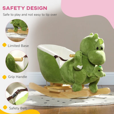 AIYAPLAY Baby Rocking Horse w/ Safety Belt, 32 Songs, Wood Base, Hand ...