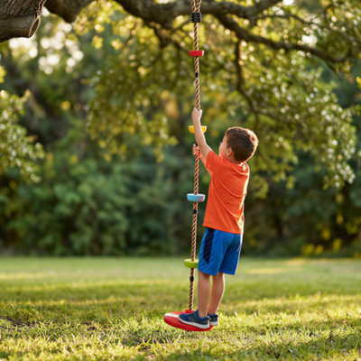 AIYAPLAY Climbing Rope, Kids Tree Swing Kit with Disc Swings Seat, Red