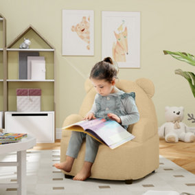 AIYAPLAY Kids Armchair, Bear Shaped Toddler Sofa Chair for Bedroom - Khaki