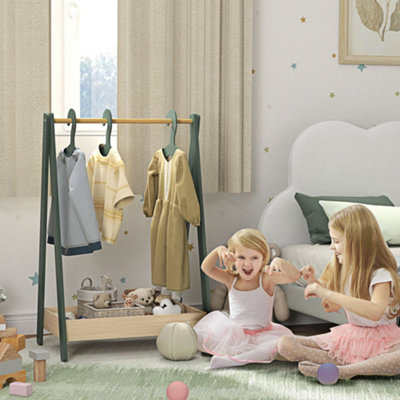 Wall Baby Clothes Hanging Shelf URBNLIVING 99cm Height Kids Wooden Hanging  Dress Up Clothes Rail Rack