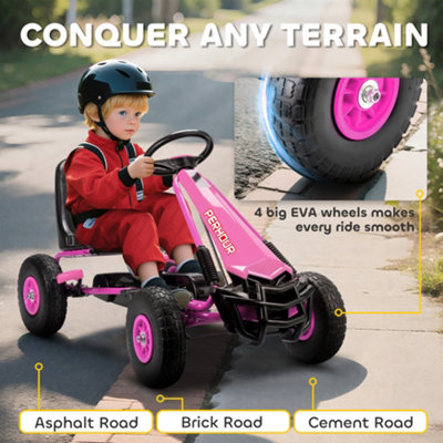 Kart à pédales pour enfants - AIYAPLAY - roue libre, frein, roues EVA antidérapantes - plastique et métal - 100x59x60,5cm - vert - Jeux - Jouets