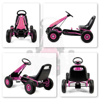 AIYAPLAY Kids Pedal Go Kart with Adjustable Seat, EVA Tyres, Pink