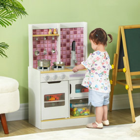 AIYAPLAY Kids Play Kitchen, Pretend Play Kitchen for Ages 3+ Years, White
