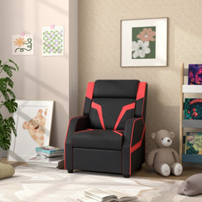 AIYAPLAY Kids Recliner, PU Leather Toddler Armchair Gaming Chair, Black