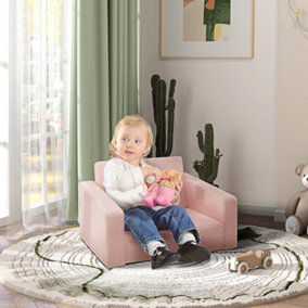AIYAPLAY Kids Sofa Bed, Folding Toddler Armchair Recliner Couch Pink