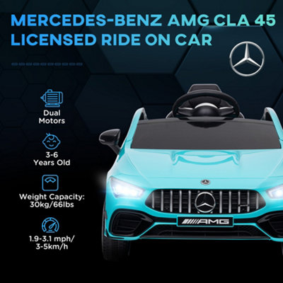 AIYAPLAY Voiture Électrique Enfants Mercedes-Benz AMG CLA 45 12V Noir | Voiture à Batterie, 2 Moteurs, Véhicule Électrique Enfant 3-6 Ans, Télécommande 2,4G, 3-5 km/h, Phare LED et Effets Sonores