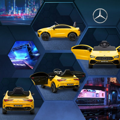 AIYAPLAY Voiture Électrique Enfants Mercedes-Benz AMG CLA 45 12V Noir | Voiture à Batterie, 2 Moteurs, Véhicule Électrique Enfant 3-6 Ans, Télécommande 2,4G, 3-5 km/h, Phare LED et Effets Sonores