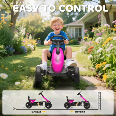 AIYAPLAY Go Kart à Pédales Pour Enfants – Voiture De Course Rose – Pneus EVA Silencieux – Dès 2 Ans – Jusqu’à 30 Kg