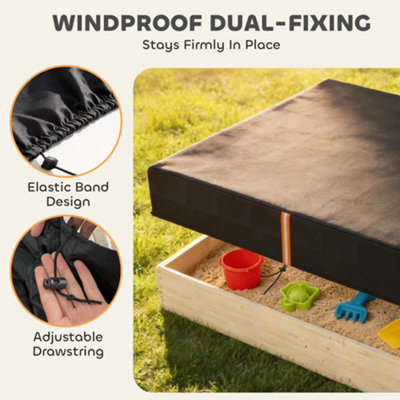 AIYAPLAY Sandbox Cover, Square Sandpit Cover with Drawstring & Elastic Band