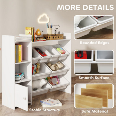 AIYAPLAY Toy Storage Unit with 8 Removable Bins, Storage Shelves, Cabinet