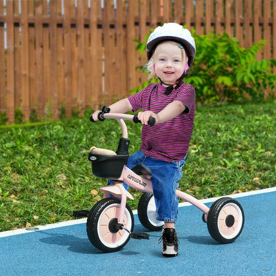 AIYAPLAY Trike W Adjustable Seat Basket Kids Tricycle for 2 5 Years Old Pink