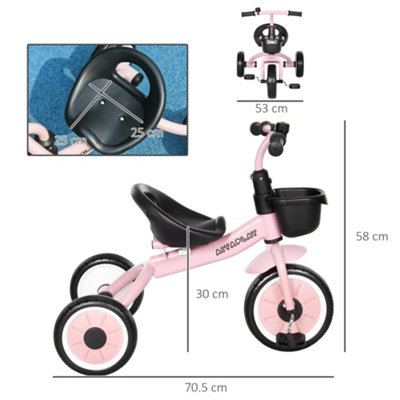 AIYAPLAY Trike W Adjustable Seat Basket Kids Tricycle for 2 5 Years Old Pink