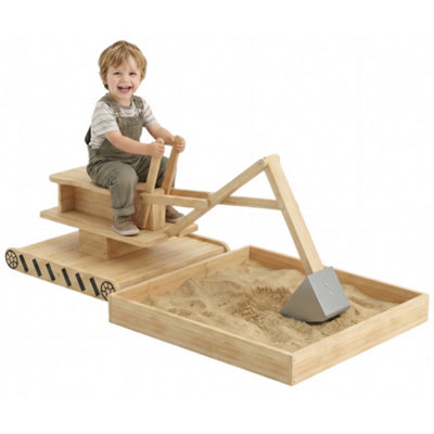 B＋COM PLAY AIYAPLAY Wooden Sandbox with Digger 360 Swivel Seat