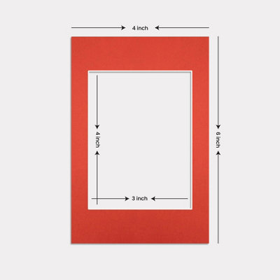 AK Frames 6x4 Poppy Red Picture Mounts to Fit 4x3 Aperture Size - Mount ...