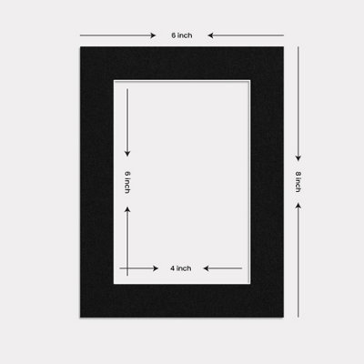 AK Frames 8x6 Black Picture Mounts to Fit 6x4 Aperture Size - Mount ...
