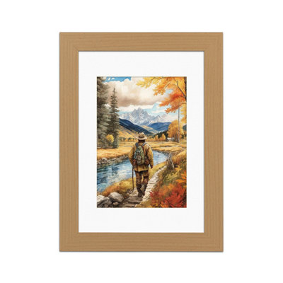 AK Frames Country Pine 7x5 Frame with 6x4 Mount and Perspex Front