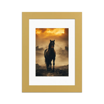 AK Frames Matte Yellow 7x5 Frame with 5x3.5 Mount and Perspex Front