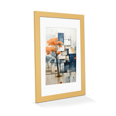 AK Frames Matte Yellow 90x60CM Frame with 60x40CM Mount and Perspex Front