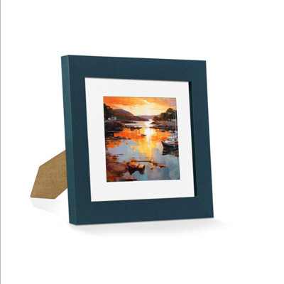 AK Frames Navy Blue 5x5 Frame with 3.5x3.5 Mount and Perspex Front