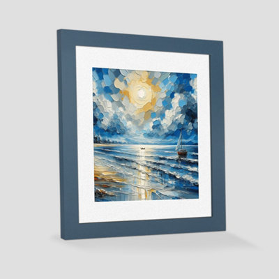 AK Frames Navy Blue 60x60CM Frame with 40x40 Mount and Perspex Front