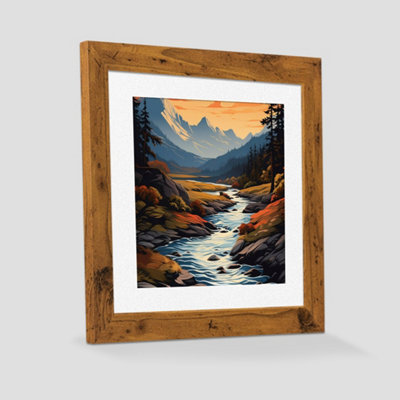 AK Frames Rustic Oak 50x50CM Frame with 40x40CM Mount and Perspex Front