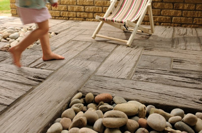 Akor Sleeper concrete decorative edging Brown Oak 675 x 225 x 45 Pack of 20