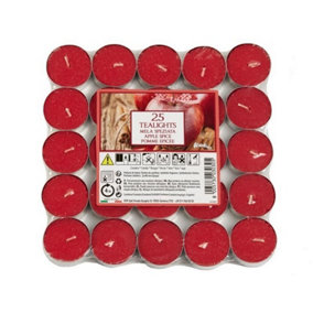 Aladino Apple and Cinnamon Tea Lights (Pack of 25) Red (One Size)