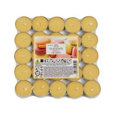Aladino Vanilla Macaroon Tea Lights (Pack of 25) Yellow (One Size)