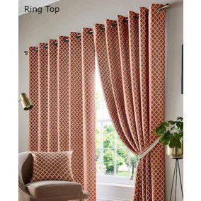 Alan Symonds Jacquard Curtains Pencil Pleat Taped Heading Fully Lined, Polyester, Orange, 46 x 54