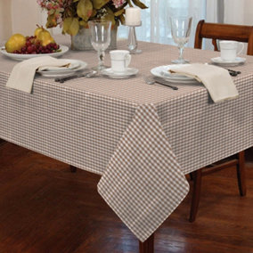 Alan Symonds Tablecloths Gingham Tablecloth Beige 60" Round
