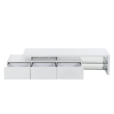 Alanis High Gloss TV Stand With Storage In White And LED Lights
