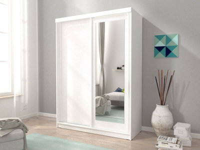 Alaska Sliding Two Door Wardrobe 150cm in White